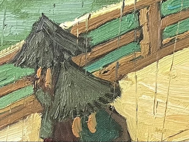 Framed Bridge in the Rain detail Van Gogh replica detail