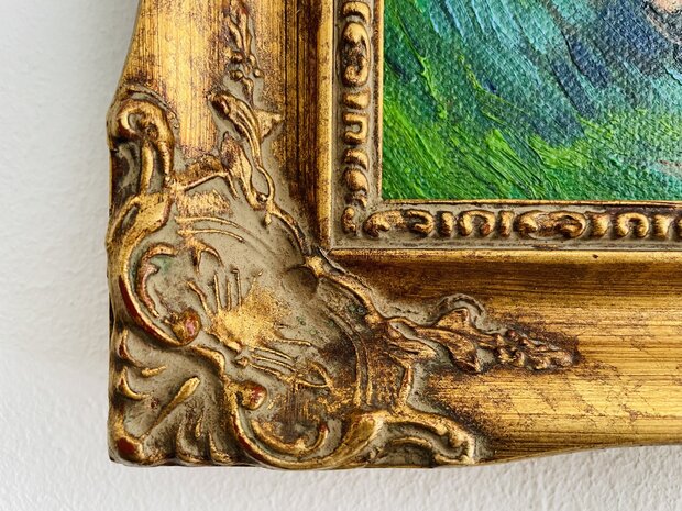 Krab op z'n Rug ingelijste  Van Gogh reproductie, geschilderd in olieverf op doek
