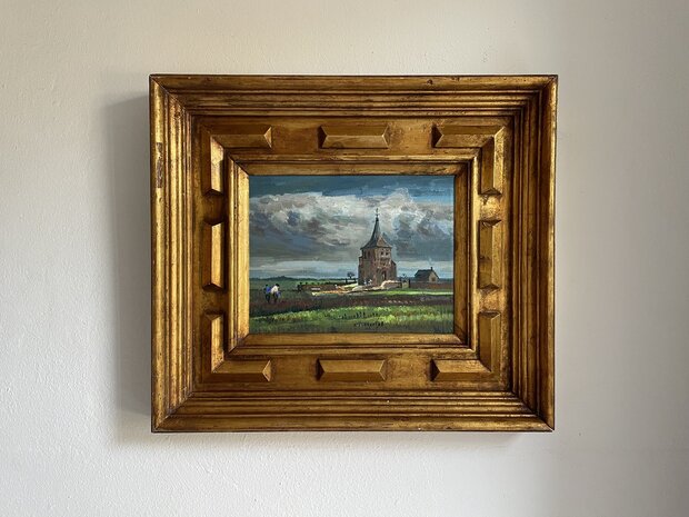 Old tower at Nuenen framed Van Gogh reproduction