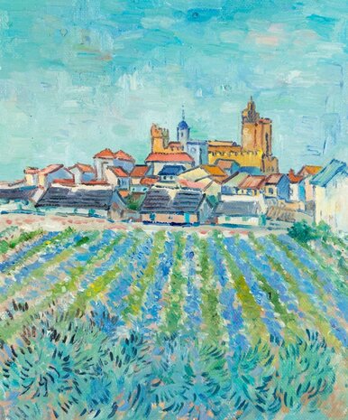 View of Saintes-Maries-de-la-Mer framed Van Gogh replica
