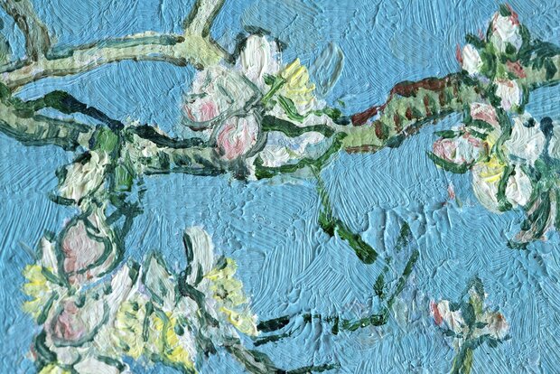 Blossoming Almond Tree framed Van Gogh reproduction detail