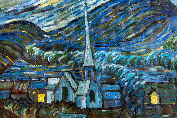 Starry Night Oil Painting Reproduction detail