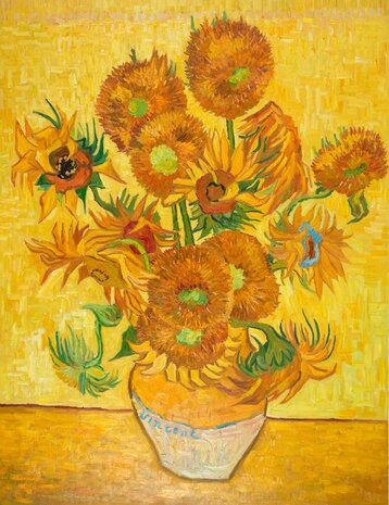 Vase with 15 sunflowers Van Gogh reproduction