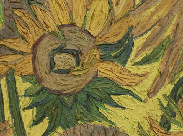 Vase with 15 Sunflowers by Cees van Loon Van Gogh replica detail