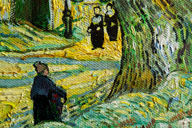 detail The Road Menders framed Van Gogh reproduction