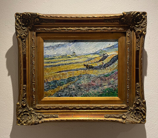 Framed Enclosed Field with Ploughman Van Gogh reproduction