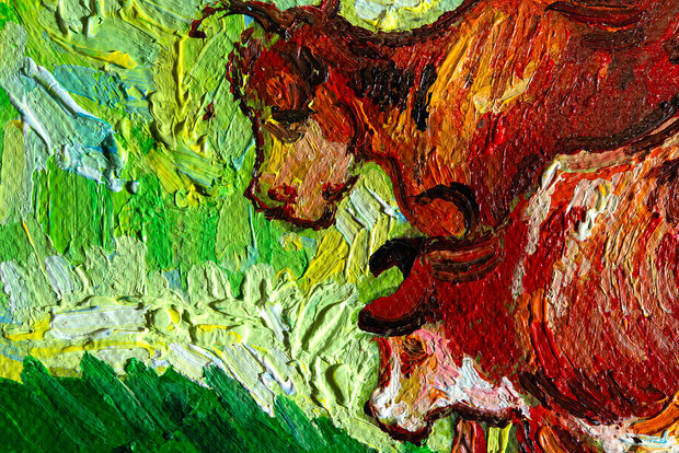 Cows framed Van Gogh replica detail