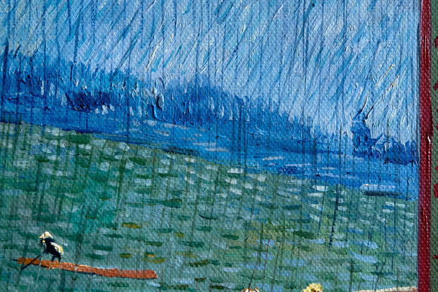 detail Bridge in the Rain framed Van Gogh reproduction