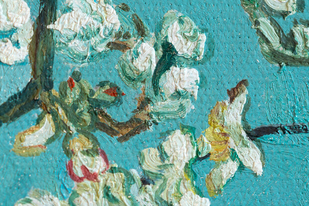 Blossoming Almond Tree Van Gogh framed replica detail