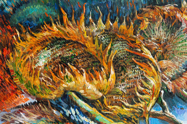 Four Cut Sunflowers Van Gogh framed replica detail