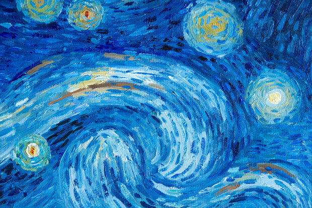 Starry Night Van Gogh framed reproduction detail