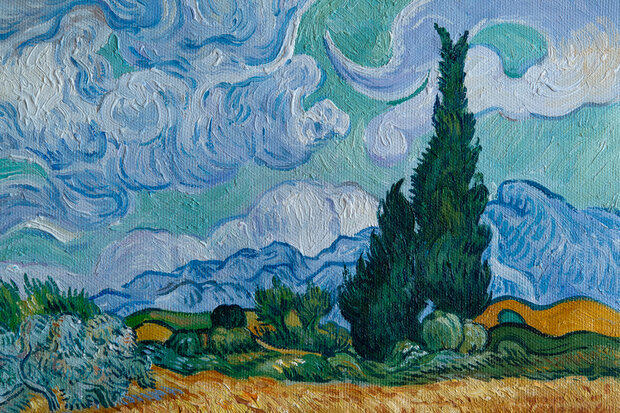 detail Wheat Field with Cypresses framed Vincent van Gogh replica