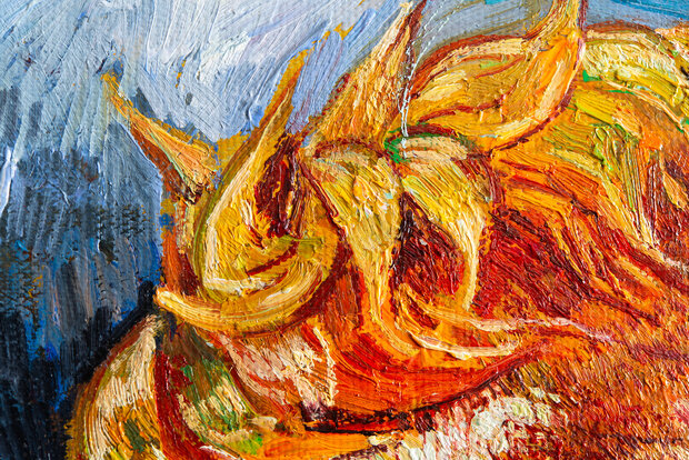 Two Cut Sunflowers Van Gogh framed replica detail