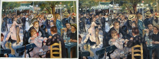 Dance at the Moulin de la Galette Renoir reproductie, geschilderd in olieverf op doek