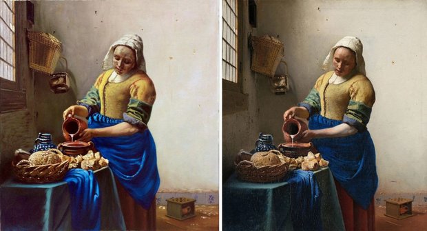 Het Melkmeisje Vermeer Reproductie, geschilderd in olieverf op doek