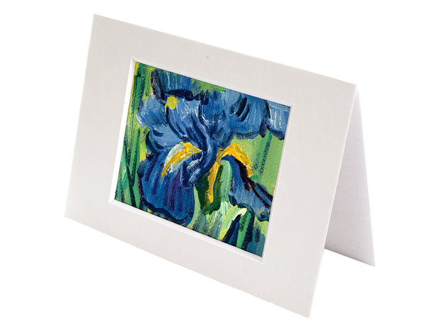Irissen mini schilderij, geschilderd in olieverf op doek