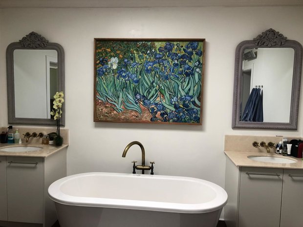 Irissen Van Gogh reproductie, geschilderd in olieverf op doek
