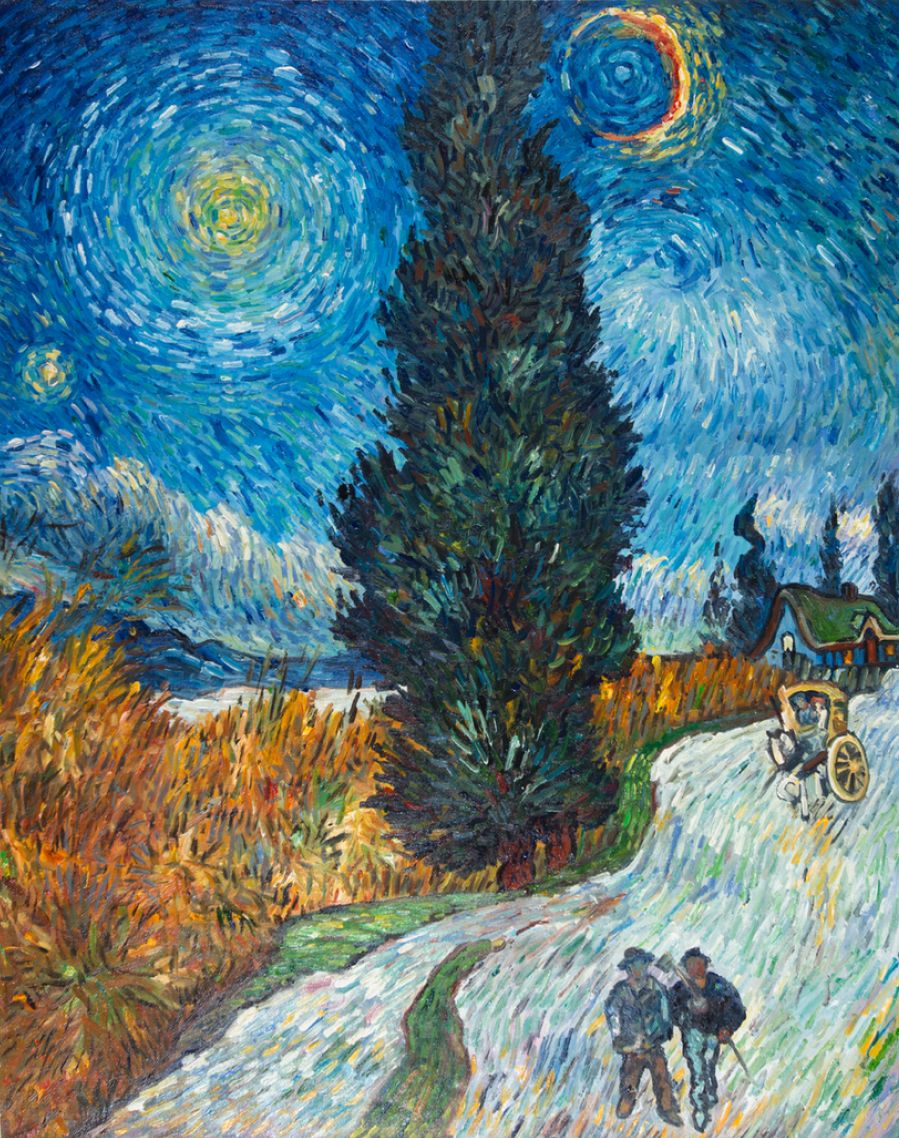 Road with Cypress and Star Van Gogh reproduction