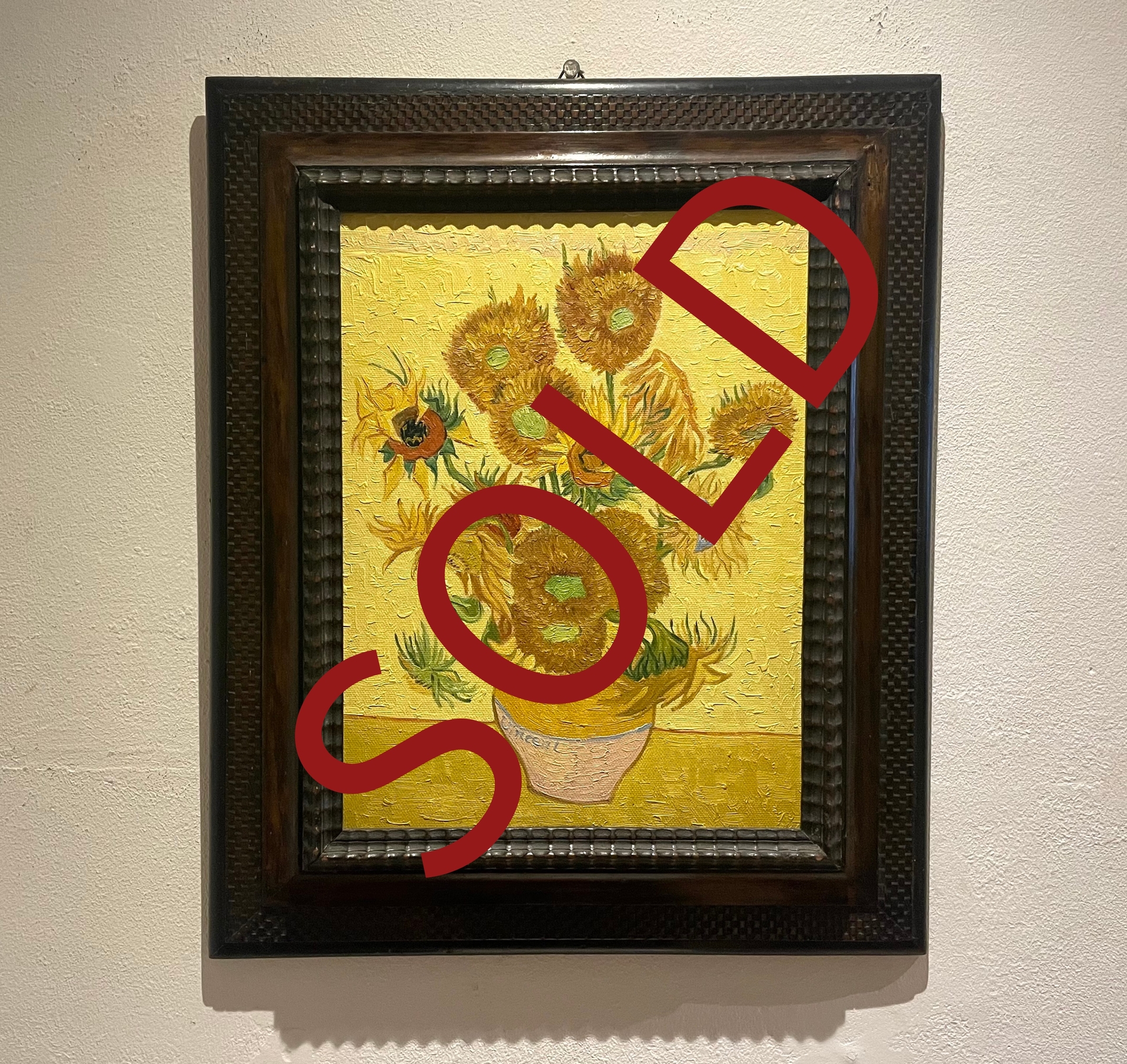 sold Vase with 15 Sunflowers antique framed Van Gogh replica