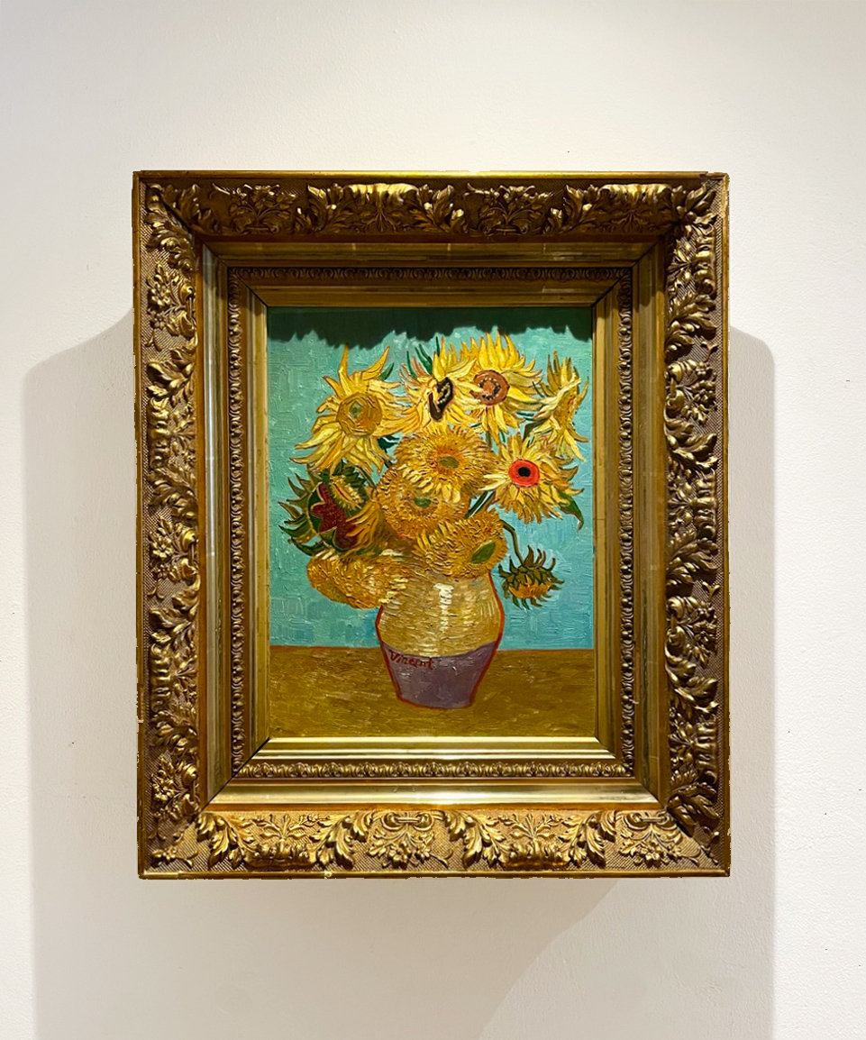 Vase With Twelve Sunflowers Van Gogh framed reproduction