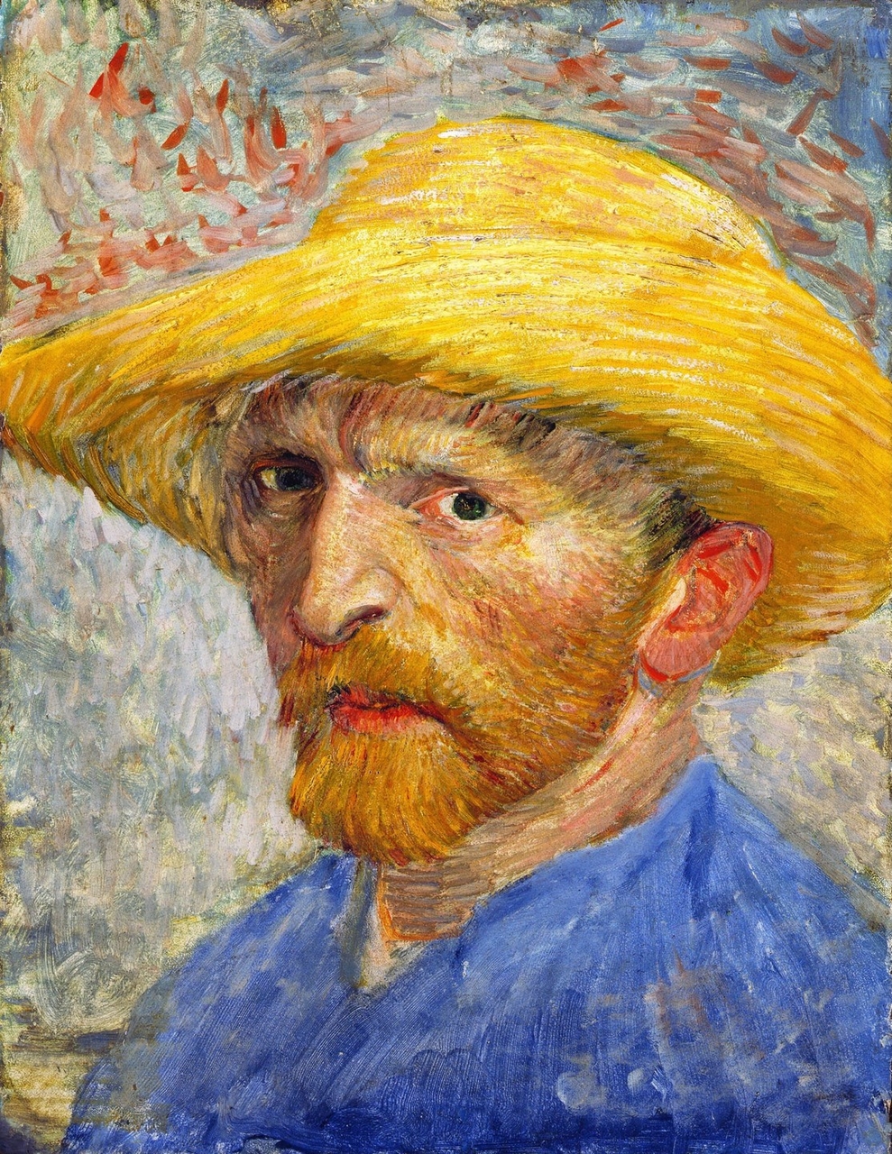 Beneden afronden stoomboot tuberculose Zelfportret met Strohoed Van Gogh reproductie | Van Gogh Studio