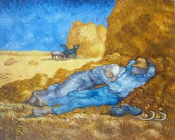 Middagrust Van Gogh reproductie, geschilderd in olieverf op doek