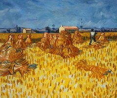 Oogst in de Provence Van Gogh reproductie, geschilderd in olieverf op doek