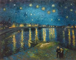 Sterrennacht boven de Rhone Van Gogh reproductie, geschilderd in olieverf op doek