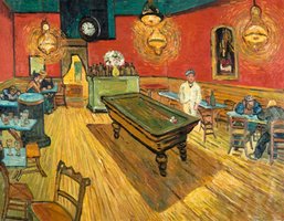 Het Nachtcafé Van gogh reproductie, geschilderd in olieverf op doek
