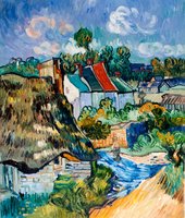 Huizen in Auvers Van Gogh reproductie 1890