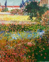 Bloementuin Van Gogh reproductie, geschilderd in olieverf op doek