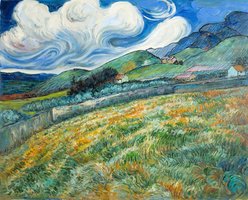 Berglandschap achter het Saint-Paul ziekenhuis Van Gogh reproductie, hand-painted in oil on canvas