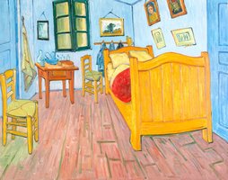 De Slaapkamer Van Gogh reproductie, geschilderd in oliervef op doek