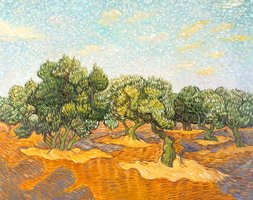 Olijfgaard Van Gogh replica, geschilderd in olieverf op doek