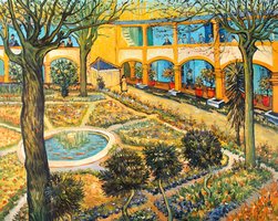 De Binnenplaats van het Ziekenhuis in Arles Van Gogh reproductie, geschilderd in olieverf op doek