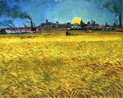 Zonsondergang Korenvelden bij Arles Van Gogh reproductie, geschilderd in olieverf op doek