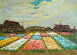 Bollenvelden Van Gogh reproductie, geschilderd in olieverf op doek