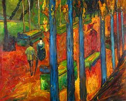 Vallende Bladeren Van Gogh reproductie, geschilderd in olieverf op doek