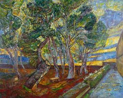 De Tuin van de Inrichting Van Gogh reproductie, geschilderd in olieverf op doek