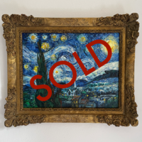 Sterrennacht ingelijste Van Gogh reproductie, geschilderd in olieverf op doek