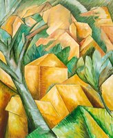 Houses at l'Estaque Georges Braques reproductie, geschilderd in olieverf op doek