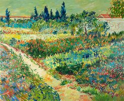 Tuin te Arles Van Gogh reproductie, geschilderd in olieverf op doek