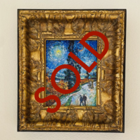 Weg met Cipres en Ster framed Van Gogh reproductie, geschilderd in olieverf op doek