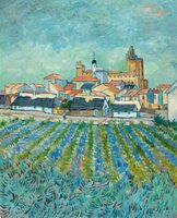 Gezicht op Saintes-Maries-de-la-Mer Van Gogh reproductie, geschilderd in olieverf op doek