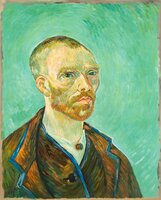 Zelfportret opgedragen aan Gauguin Van Gogh reproductie, geschilderd in olieverf op doek
