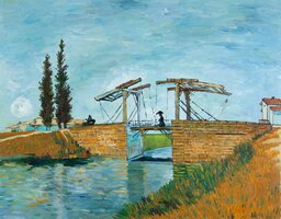 De Brug van Langlois in Wallraf-Richartz Van Gogh reproductie, geschilderd in olieverf op doek