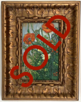 Vlinders en klaprozen ingelijste Van Gogh reproductie, geschilderd in olieverf op doek
