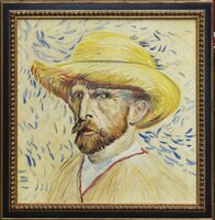 Zelfportret met Strohoed door Cees van Loon Van Gogh replica, geschilderd in olieverf op doek