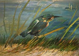 IJsvogel Van Gogh replica, geschilderd in olieverf op doek