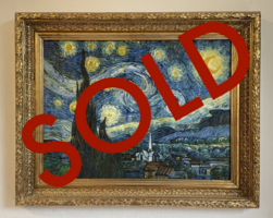 Sterrennacht Van Gogh reproductie ingelijst, geschilderd in olieverf op doek